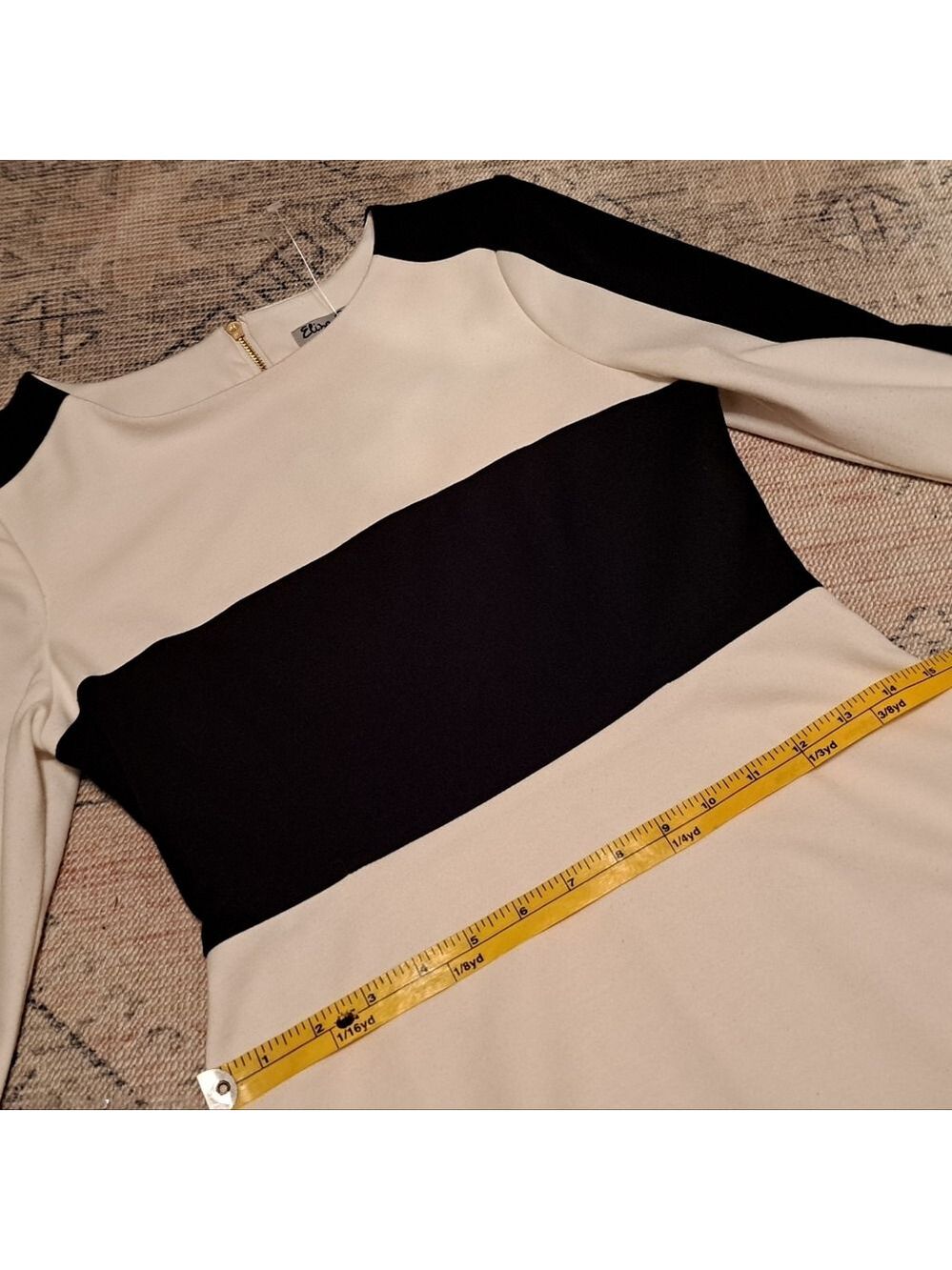 Eliza J Black and White Color Block Fitted Midi Dress. Size Small. - Picture 7 of 10